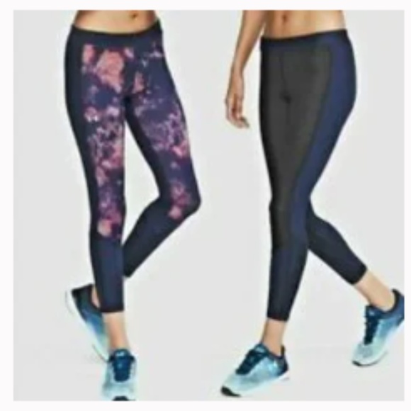 UA Under Armour HeatGear Reversible 2 Sided 7/8 Crop Compression Leggings - Picture 2 of 9